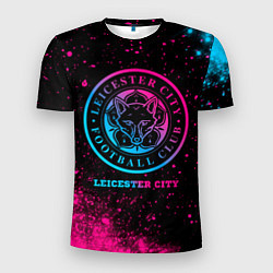 Мужская спорт-футболка Leicester City - neon gradient