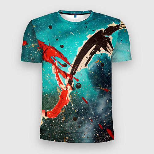 Мужская спорт-футболка Голубой туман и брызки красок / 3D-принт – фото 1