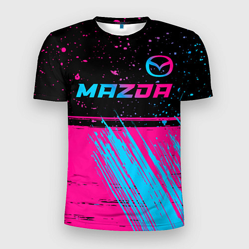 Мужская спорт-футболка Mazda - neon gradient: символ сверху / 3D-принт – фото 1