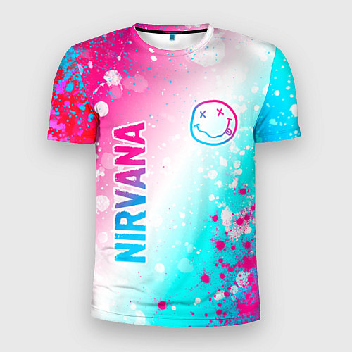 Мужская спорт-футболка Nirvana neon gradient style: надпись, символ / 3D-принт – фото 1