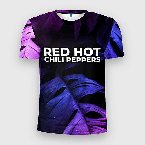Мужская спорт-футболка Red Hot Chili Peppers neon monstera / 3D-принт – фото 1