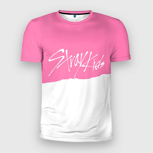 Мужская спорт-футболка Stray Kids pink and white / 3D-принт – фото 1