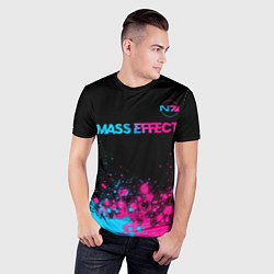 Футболка спортивная мужская Mass Effect - neon gradient: символ сверху, цвет: 3D-принт — фото 2