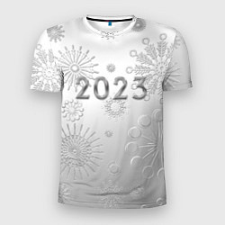 Футболка спортивная мужская Новый год 2023 в снежинках, цвет: 3D-принт