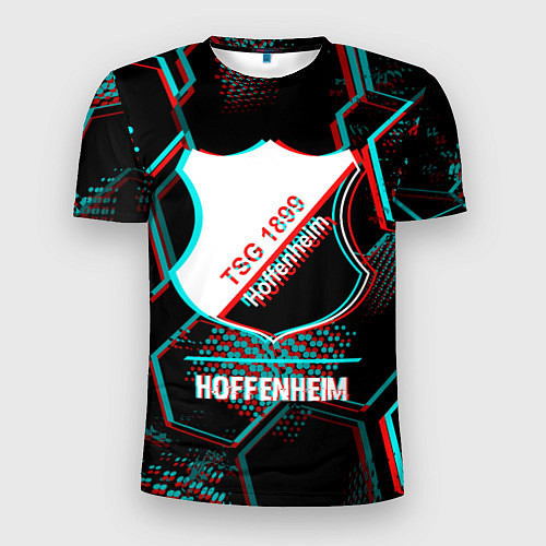 Мужская спорт-футболка Hoffenheim FC в стиле glitch на темном фоне / 3D-принт – фото 1