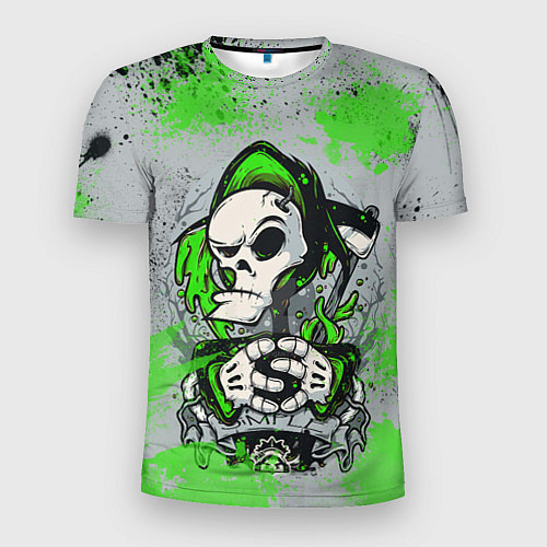 Мужская спорт-футболка Slipknot скелет green / 3D-принт – фото 1