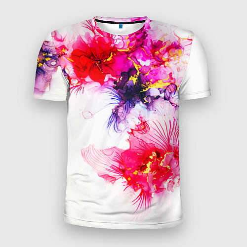 Мужская спорт-футболка Акварельные цветы и золото / 3D-принт – фото 1