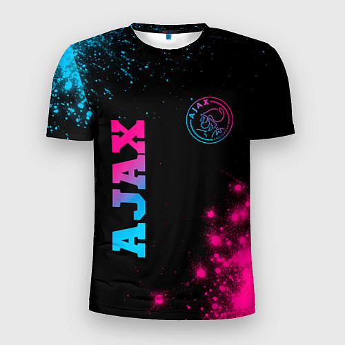 Мужская спорт-футболка Ajax - neon gradient: надпись, символ / 3D-принт – фото 1