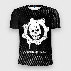 Мужская спорт-футболка Gears of War с потертостями на темном фоне