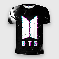 Мужская спорт-футболка BTS - Неоновый логотип
