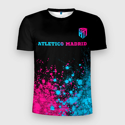 Мужская спорт-футболка Atletico Madrid - neon gradient: символ сверху / 3D-принт – фото 1
