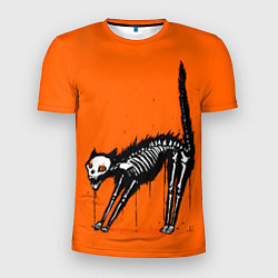 Мужская спорт-футболка Котик скелетик - Хеллоуин