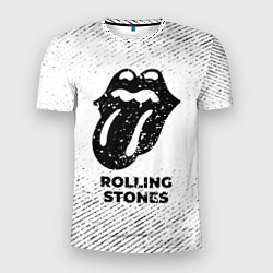 Футболка спортивная мужская Rolling Stones с потертостями на светлом фоне, цвет: 3D-принт