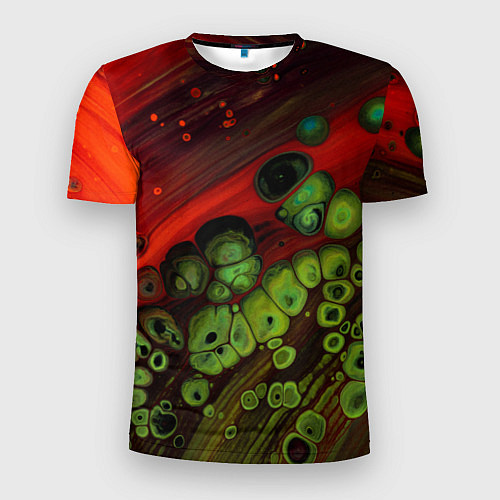 Мужская спорт-футболка Абстрактные красный песок и зелёные камни / 3D-принт – фото 1