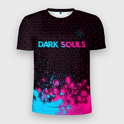 Футболка спортивная мужская Dark Souls - neon gradient: символ сверху, цвет: 3D-принт
