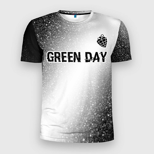 Мужская спорт-футболка Green Day glitch на светлом фоне: символ сверху / 3D-принт – фото 1