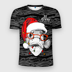 Футболка спортивная мужская Be merry, fish, Santa Claus, цвет: 3D-принт