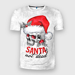 Мужская спорт-футболка Santa is not dead, skull in red hat