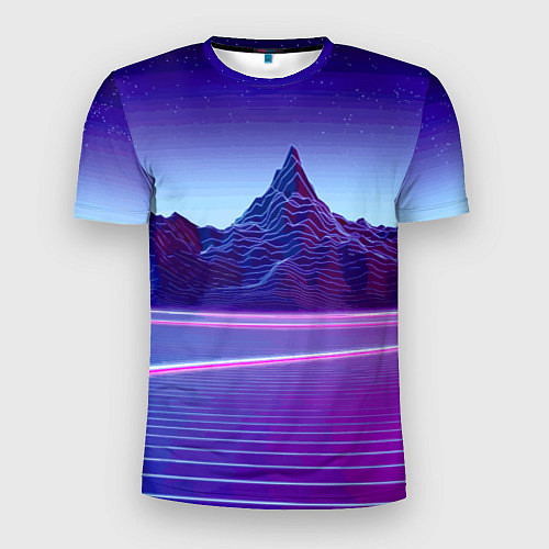 Мужская спорт-футболка Neon mountains - Vaporwave / 3D-принт – фото 1