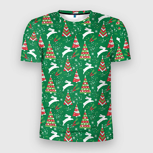 Мужская спорт-футболка Рождественские кролики / 3D-принт – фото 1