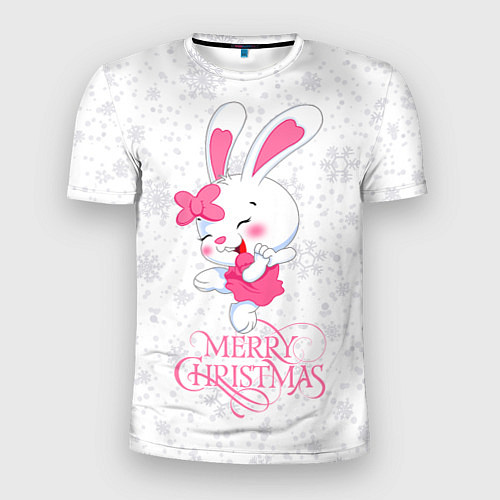 Мужская спорт-футболка Merry Christmas, cute bunny / 3D-принт – фото 1