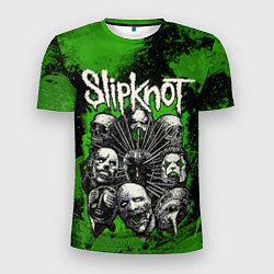 Мужская спорт-футболка Slipknot green abstract