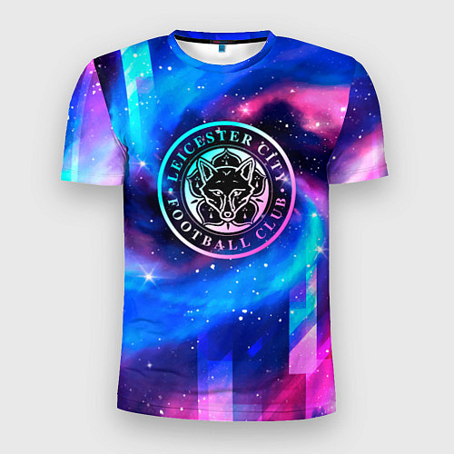 Мужская спорт-футболка Leicester City неоновый космос / 3D-принт – фото 1