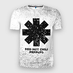 Мужская спорт-футболка Red Hot Chili Peppers с потертостями на светлом фо