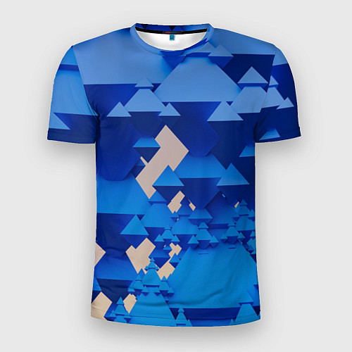 Мужская спорт-футболка Абстрактные синие тетраэдры / 3D-принт – фото 1