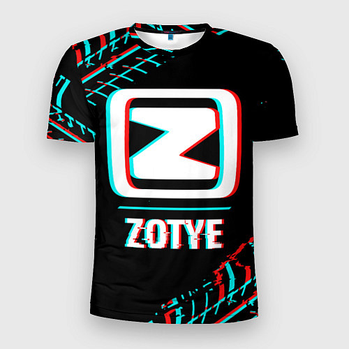 Мужская спорт-футболка Значок Zotye в стиле glitch на темном фоне / 3D-принт – фото 1