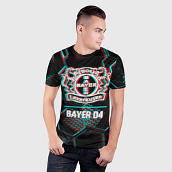 Футболка спортивная мужская Bayer 04 FC в стиле glitch на темном фоне, цвет: 3D-принт — фото 2