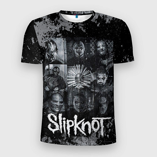 Мужская спорт-футболка Slipknot black & white style / 3D-принт – фото 1
