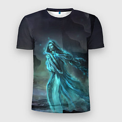 Мужская спорт-футболка Halloween - женщина призрак на кладбище