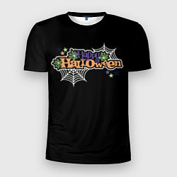 Футболка спортивная мужская Happy Halloween надпись, цвет: 3D-принт