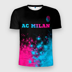 Мужская спорт-футболка AC Milan - neon gradient: символ сверху