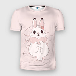 Мужская спорт-футболка Милый кролик на розовом