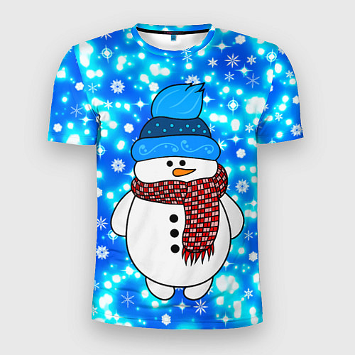 Мужская спорт-футболка Снеговик в шапке / 3D-принт – фото 1