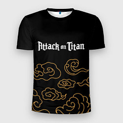 Мужская спорт-футболка Attack on Titan anime clouds