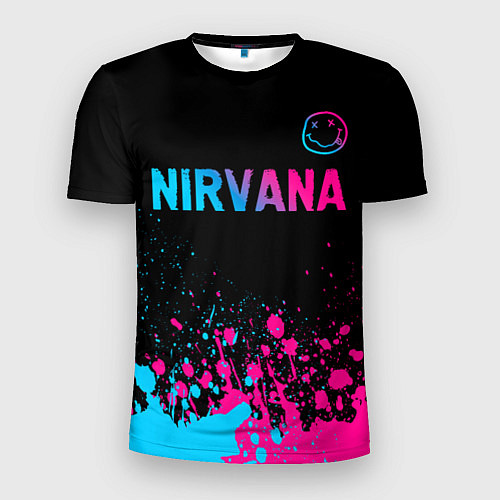 Мужская спорт-футболка Nirvana - neon gradient: символ сверху / 3D-принт – фото 1