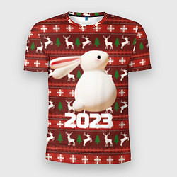 Мужская спорт-футболка Белый большой кролик 2023