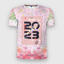 Футболка спортивная мужская 2023 - цветочный фон, цвет: 3D-принт