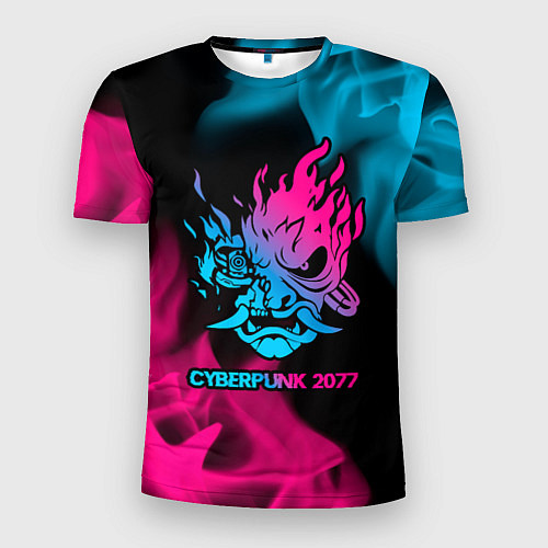 Мужская спорт-футболка Cyberpunk 2077 - neon gradient / 3D-принт – фото 1