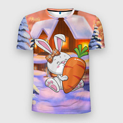 Футболка спортивная мужская Зайчик с большой морковью, цвет: 3D-принт