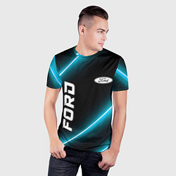 Футболка спортивная мужская Ford неоновые лампы, цвет: 3D-принт — фото 2