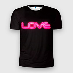 Мужская спорт-футболка Love - неоновая надпись