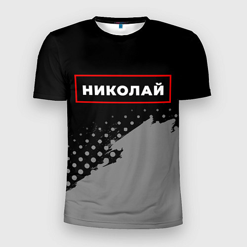 Мужская спорт-футболка Николай - в красной рамке на темном / 3D-принт – фото 1