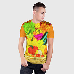 Футболка спортивная мужская Плетеная корзина, полная фруктов и овощей, цвет: 3D-принт — фото 2