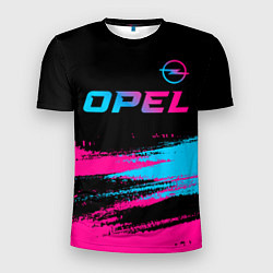 Мужская спорт-футболка Opel - neon gradient: символ сверху