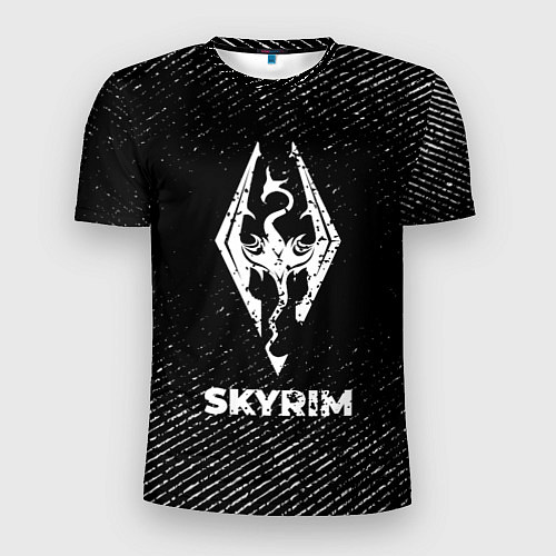 Мужская спорт-футболка Skyrim с потертостями на темном фоне / 3D-принт – фото 1