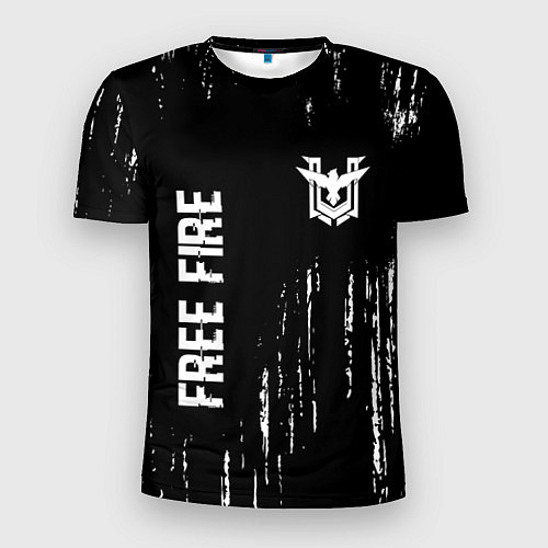 Мужская спорт-футболка Free Fire glitch на темном фоне: надпись, символ / 3D-принт – фото 1
